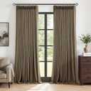 MIULEE 90 Inch Pinch Pleated Blackout Linen Curtains Brown, 2 Panels, 50"W x 90"L