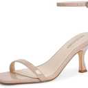 Modatope Womens Heeled Sandals Square Open Toe Kitten Heel Ankle Strap Heels for Women Daily Party Wedding Wear Size 8