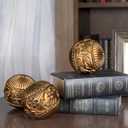 AELS 4" Vintage Decorative Balls Orbs, Set of 3 Decorative Spheres for Bowls and Trays, Antique Dining Table Centerpieces, Home Decor for Living Rooms, Dining Room, Coffee Table, Bronze Gold