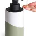 BosilunLife Automatic Soap Dispenser Ceramic Hand Free Soap Dispenser with Waterproof Pump Rechargeable Smart Electric Soap Lotion Dispenser Touchless for Kitchen Bathroom (White-Green, Liquid Pump)