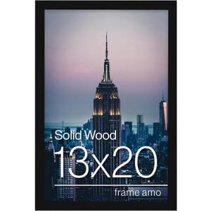 Frame Amo 13"x20" Black Solid Wood Poster Frame, 1 inch Wide Border, Acrylic Front