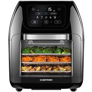 CHEFMAN Multifunctional Digital Air Fryer+ Rotisserie, Dehydrator, Convection Oven, 17 Touch Screen Presets Fry, Roast, Dehydrate, Bake, XL 10L Family Size, Auto Shutoff, Large Easy-View Window, Black