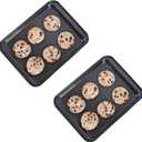 Small Baking Sheet Nonstick 9.45 X 7.09 Inch (Inner 7.5x6), 8 Inch Mini Cookie Tray Toaster Conventional Oven Pan No Warp No Rust Magnetic Bakeware for 1 to 2 person 2 Pack