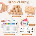 VISCOO 138 PCS Baby Shower Blocks Game Set for Guest,Game Sign Decorations | Wooden Box, Wooden Blocks, Markers, Letter Cards, Stencils Game Sign for Baby Shower Games Decorations