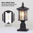 Solar Post Light, Outdoor Waterproof LED Pillar Lights with Glass and Pier Mount Base Solar Lamp Post Light ST4368Q Fits 6x6 Wooden Posts for Gates Yard Pole Column Garden Deck Pathway Driveway, 6.7 inches x 6.7 inches x 16.5 inches
