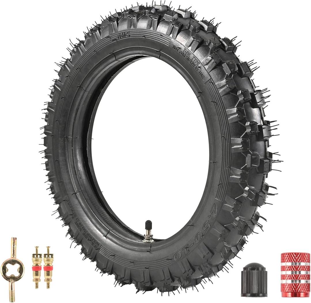 2.5-10" Off-Road Tire and Inner Tube Set - Most 49cc, 50cc, and 70cc Dirt Bike Tire with 10-Inch Rim Replacement Compatible with CRF50/XR50, DRZ70/JR50, and PW50 (2.5-10")