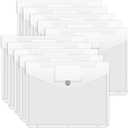 Forvencer Binder Pocket, 10 Pack Super Heavyweight Plastic Folders with Tight Closure, Folders with Pockets Side Loading, Binder Organizer, Binder Dividers with Pockets, Letter Size, Clear