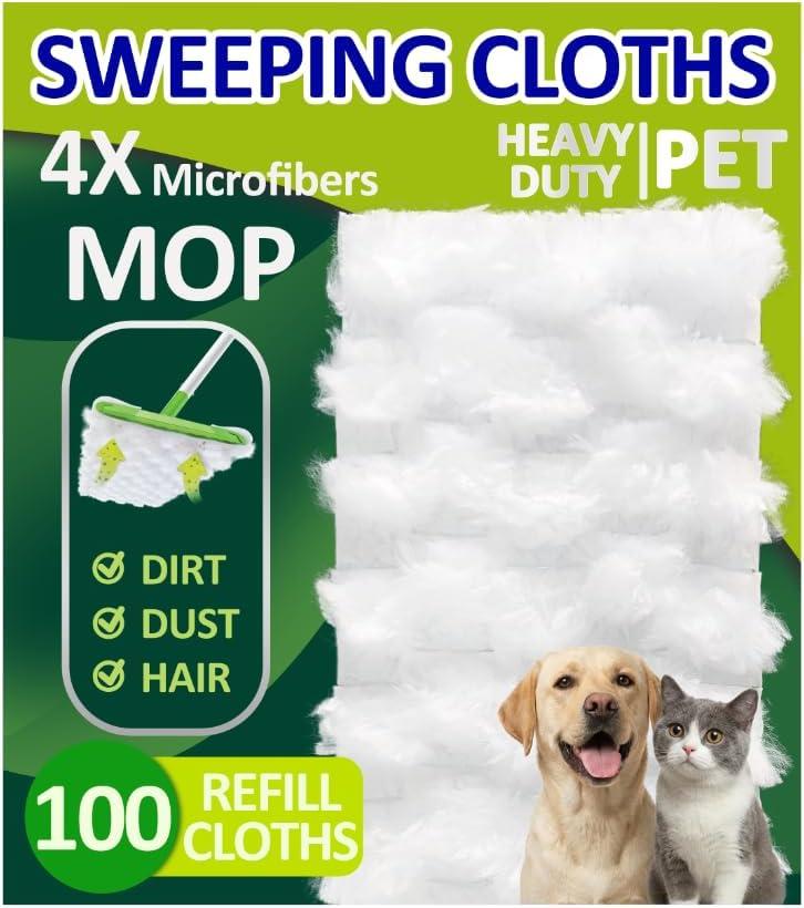 100 Count Velosweep Dry Sweeping Cloths Compatible for Swiffer Sweeper Mop, Heavy Duty Dry Sweeping Cloth Refills, Disposable Pet Sweeper Mop Pads for All Purpose Multi Surface Floor Cleaning