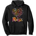 I Love Music Hoodie Heart  Pullover Hoodie, Size Small