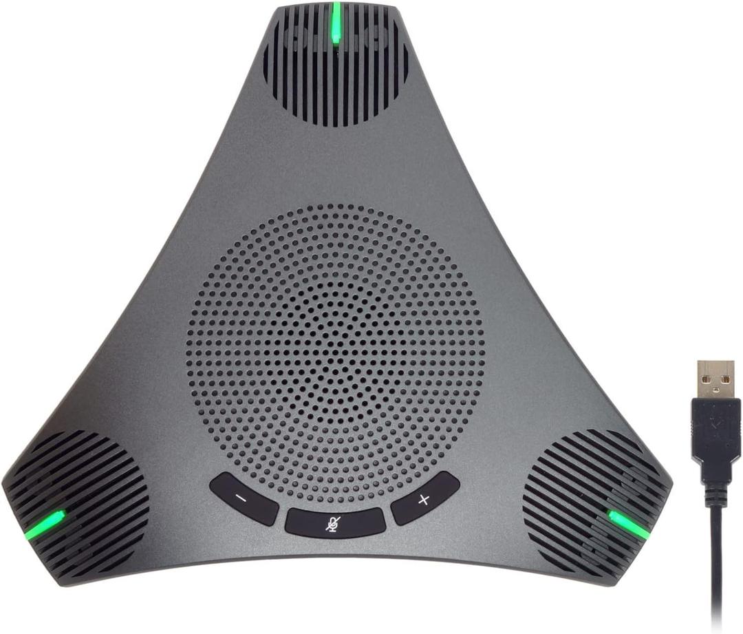 Conference Speaker and Microphone, 360 Omnidirectional USB Speakerphone Microphone with USB Hub, Noise Reduction/Echo Cancellation Computer Microphone for 8-10 People Business Conference, Home Office