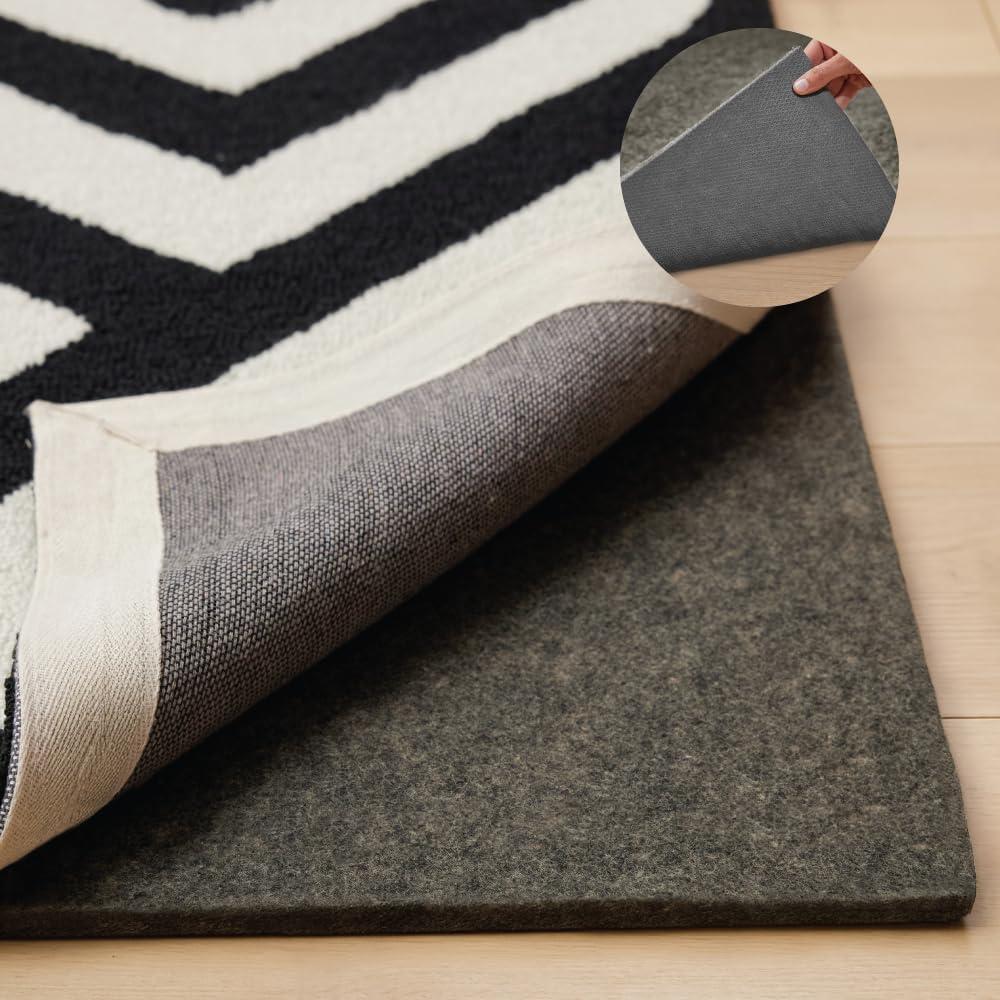 GORILLA GRIP Felt and Natural Rubber Stay in Place Slip Resistant Rug Pad, 1/4in Thick, 8x10 FT Protective Padding Under Area Rugs, Cushioned Gripper Pads, Carpet Runners, Hardwood Floors Protection
