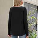 Zeagoo Long Sleeve Shirts for Women Fall V Neck Tops Casual Dressy Blouse Boho Tunic Business Work Clothes School Outfit (Black)