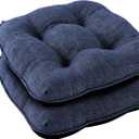 Chair Cushions for Dining Chairs Set of 2, Kitchen Chair Cushions, Chair Pads with Ties and Non Slip Backing, Tufted Memory Foam Seat Cushion 2 Pack, 15.5" x 15.5" x 4", Navy Blue