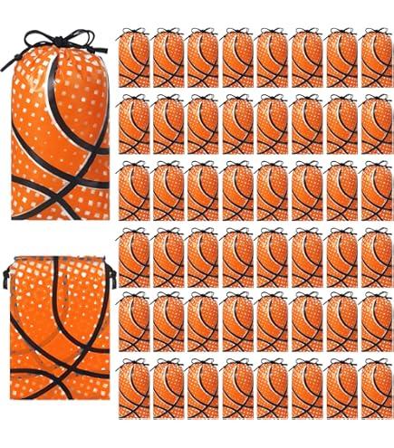 Lemosae 50 Pack Baseball Drawstring Gift Bags Bulk Baseball Treat Goodie Bags Plastic Sport Party Favor Bags for Sports Theme Birthday Baby Shower Party Package Supplies
