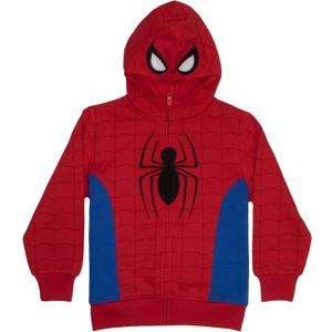 Marvel Superheroes Boys Zip-Up Fashion Hoodie for Kids, Boys Spider-Man & Avengers Cosplay Hooded Sweatshirt for Kids (10-12, Red)