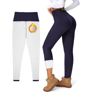 Women's Fleece Lined Leggings Weather Thick Thermal Warm Winter Tights Butt Lift High Waist Tummy Control Yoga Pants (Blue, XS)