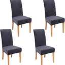 Smiry Velvet Stretch Dining Room Chair Covers Set of 4, Soft Removable Washable Chair Slipcovers Kitchen Parsons Chair Protector, Dark Grey