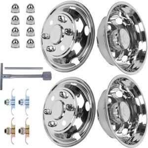 hightall 19.5 Wheel Simulators 6 Lug 6 Vent Holes,Stainless Steel Hubcaps, Bolts On,Compatible with 1995-2025 Isuzu FRR/NPR/NQR/FSR Lo-Pro and Chevy GMC W4500/W5500, 19.5"For Isuzu