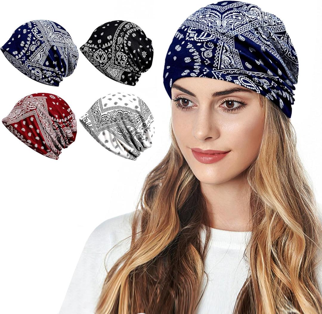 Women's Summer Beanie for Men Hat Boho Hats Adult Dwarf Hats Chemo Cap Cancer Headwear Caps Baggy Skull Sleep Cap Nightcap One Size