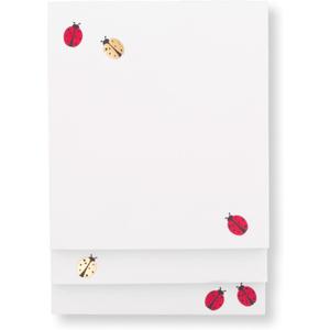 kate spade new york Stacked Notepad Assorted Sizes, Includes 3 Cute Notepads with 75 Sheets Each, Colorful Pads of Paper for Desk Notes (Ladybug Dot)