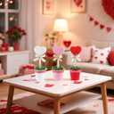 Fangoo 3Pcs Valentines Day Wooden Heart Potted Table Decoration Sign Pink Red White Heart Shaped Rustic Tiered Tray Decor Tabletop Centerpiece Wedding Valentines Day Home Gifts Parties