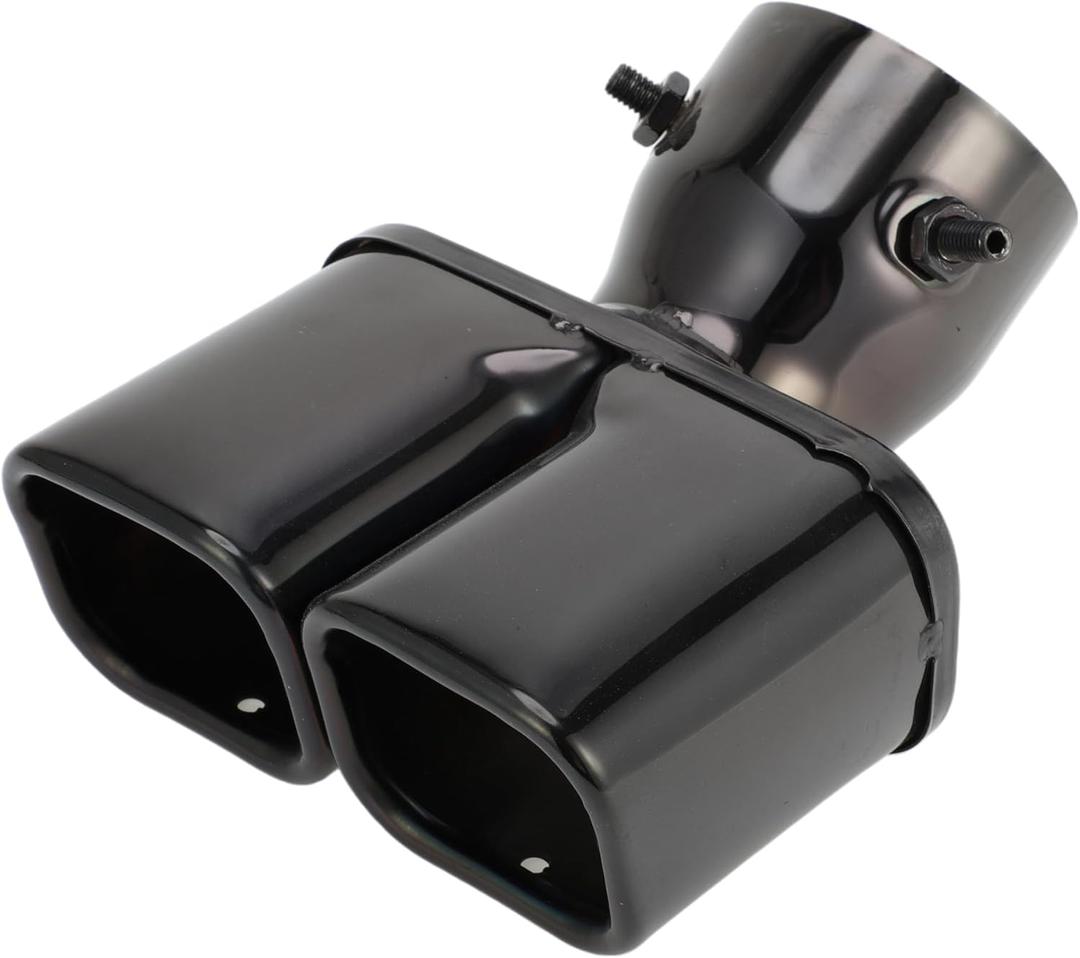 1 Pc Square Curved Slant Cut Dual Exhaust Tip for Toyota Land Cruiser Prado GDJ/TRJ150 Series 3.0" Inlet 7.1" Length Stainless Steel Black Rear