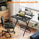 WOHOMO Folding Computer Desk with Adjustable Height, 23.6" x 31.5" x 25.6" Foldable Table with Monitor Stand, Small Office Desk for Bedroom, Space Saving Desk for Home Office, Easy Assemble, Black, 23.62"31.5"