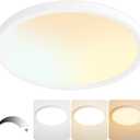 20 Inch Flush Mount Ceiling Light, 40W Dimmable LED Fixture 4000LM, 3000K/4500K/6000K Adjustable, Round Ceiling Lamp for Bedroom, Kitchen, Living Room, Dining Room, Bathroom, White
