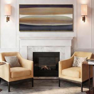 Neutral Brown and Black Abstract Wall Art 24x48 Inch, Large Framed Canvas Prints with Wooden Frame, Modern Minimalist Home Decoration for Bedroom Living Room or Office