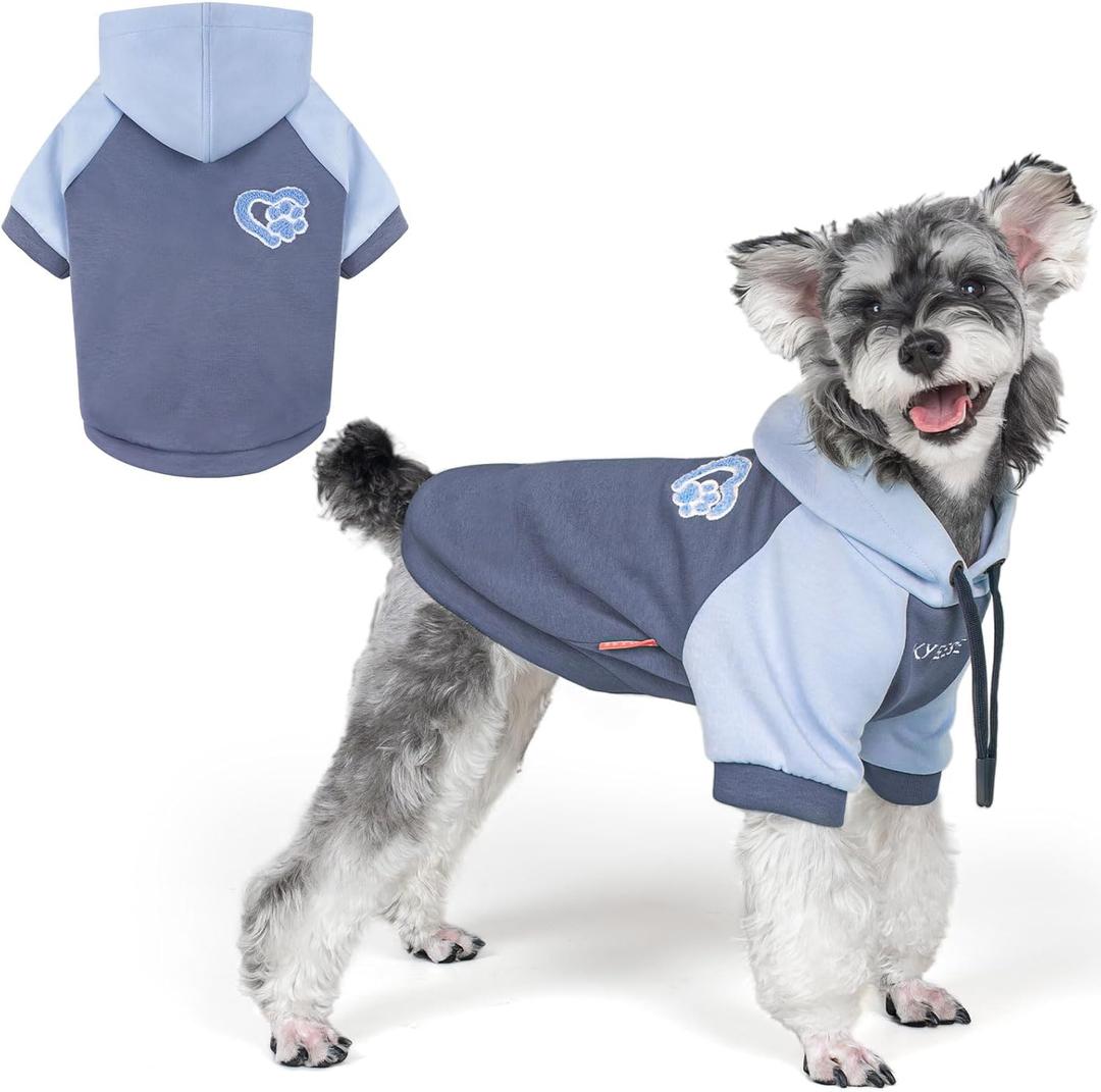 KYEESE Dog Hoodie Stretchy Cat Coat with Leash Hole Soft Dog Clothes for Small Dogs Pet Sweatshirt with Drawstring Dogs Winter Coat for Cold Weather Comfort Cat Sweater Warm Pet Clothes