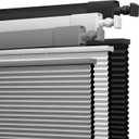 Boolegon No Drill No Tools Cellular Shades Top Down Bottom Up Honeycomb Blinds Blackout Cordless Window Blinds Easy to Install Cellular Shade for Windows,Blackout-Light Gray,47.5" W x 64" H