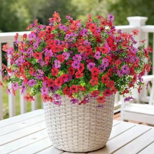 Artificial Fake Flowers Plants for Outdoor Spring Summer Decor 12 Bundles | Faux Silk Flowers for Outdoor Outside Planter Colorful Daisy UV Resistant Look Real for Front Door Porch Patio Yard