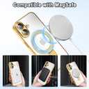 Tnarru Designed for iPhone 16 Case with Stand [Magnetic Ring Holder] [Built-in Camera Lens Protector] Slim Anti-Scratch Non-Yellowing for iPhone 16 Clear Case Gold