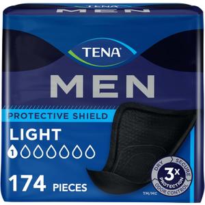 Tena Men Light Incontinence Protective Shield for Men, Bladder Control, Discrete, Light Absorbency, 174 Count