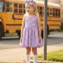 Toddler Girls Tutu Dresses Summer Sleeveless Bow Sling Sundress Spring Princess Bubble Birthday Dress 3-Piece Outfits (Purple)
