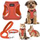 GAMUDA Small Pet Harness Collar and Leash Set, Step in No Chock No Pull Linen Fabric Soft Mesh Dog Vest Harnesses Reflective for Dogs Puppy Cats Kitten Rabbit (Orange, S)