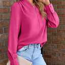 EVALESS Work Blouses for Women Long Sleeve Blouses Business Spring Top Womens V Neck Office Shirts (Pink, L)