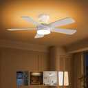 42 Inch Low Profile Ceiling Fan with Light and Remote, Black