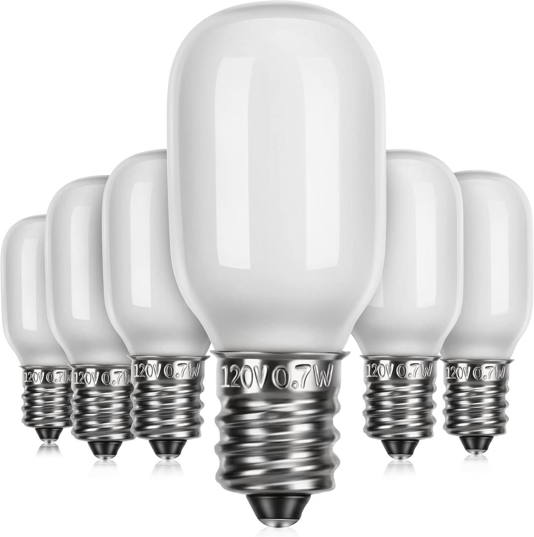 Meonum 6 Pieces Christmas Village Replacement Light Bulbs, E12 Candelabra Base T20 LED Bulbs, 0.7W 120V Replacement Light Accessories for Villages Houses, Christmas Tree, Halloween Pumpkin