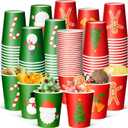 Roshtia 120 Pcs Christmas Disposable Paper Cups 8oz Red and Green Drinking Cups for Coffee Juice Hot or Cold Drinks Funny Christmas Party Restaurant Business Supplies Decoration