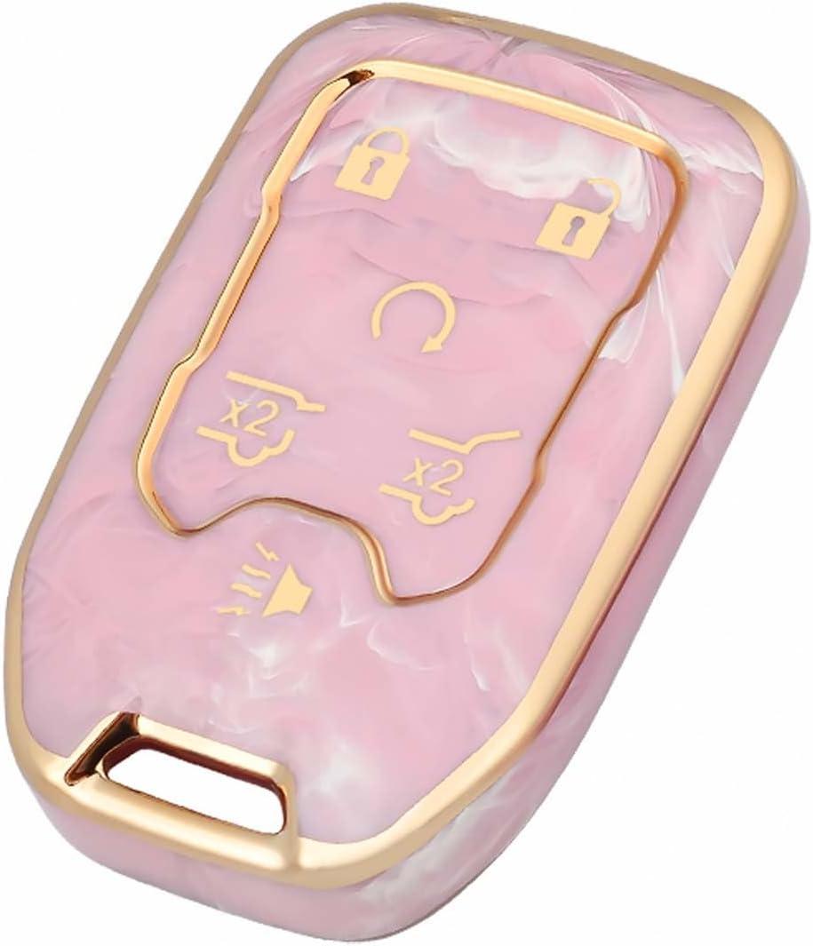 for GMC Chevy Key Fob Cover, Key Fob Case Cover Fits for GMC Acadia Yukon XL/LTZ Terrain Chevy Chevrolet Tahoe Silverado Suburban Car Accessories Smart Key