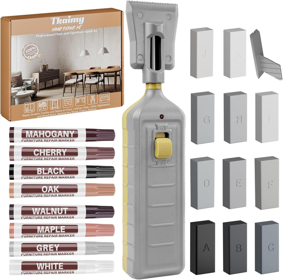 Laminate Vinyl Floor Repair Kit Wood Floor Scratch Repair Hardwood Lvp Floor Wax Repair Furniture Markers Touch up Remover Scratches, Stains, Cracks, Holes for Door, Cabinet, Table (11 Colors)