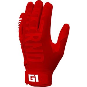 Nxtrnd G1 Youth Football Gloves, Kids Sticky Receiver Gloves (Youth Large, Red)