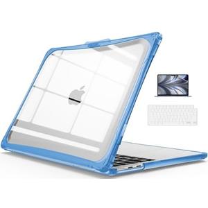 IBENZER Hexpact Protective MacBook Air 13 inch Case 2026 2025 2024 2023 2022 M4 A3240 M3 A3113 M2 A2681, Heavy Duty Case & KeyboardCover & ScreenFilm for Mac Air 13.6, Serenity Blue, HPE-KK-SRL+2B