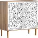 Accent Cabinet with 2 Doors, Vintage Hollow Carving Buffet Cabinet, Sideboards and Buffets Storage Credenza with 2 Doors for Kitchen, Living Room, Entryway