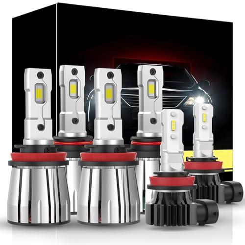 ATVATMT LED Fog Lights for 2019 2020 2021 2022 2023 2024 Ram 1500 2500 3500 4500 5500, 9005 + H11 + H11 LED Bulbs Combo 6500K White Replacement Halogen Bulbs Pack of 6