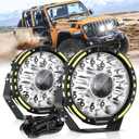 Auxbeam 360-PRO Series 7 Inch Round Offroad Lights, 230W 33332LM Driving Lights Projector Spotlight, Spot Flood Combo LED Light Bar Pods
