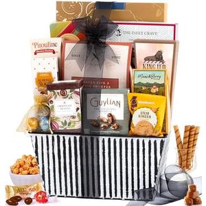 Broadway Basketeers Valentines Snack & Sweets Gift Basket for Women, Cookies, Popcorn, Chocolate, Pretzels & Sweets – Thank You Gift for your Loved Ones