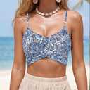 Women's 2026 Bikini Top Only Twist Front V Neck Padded Spaghetti Straps Tie Back Swim Bathing Suit Tops (XL)