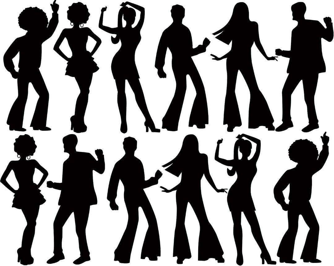 Motiskyy 12 Pcs Disco Dance Silhouettes Cutouts Large Retro Removable PVC Wall Decal Self Adhesive Party Decorations Waterproof Silhouettes PVC Wallpaper (35.43 Inch)